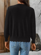 Load image into Gallery viewer, Black Lightweight Scalloped Edge Cardigan