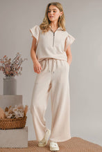 Load image into Gallery viewer, Textured Ruffled Sleeve Zipped Top &amp; Pants Set