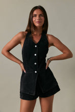 Load image into Gallery viewer, Black Denim Vest-Style Romper