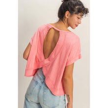 Load image into Gallery viewer, Taffy Pink Acid Washed Cross Detail Open Back Top