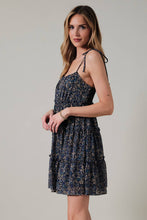 Load image into Gallery viewer, Navy Floral Tie Strap Tiered Dress