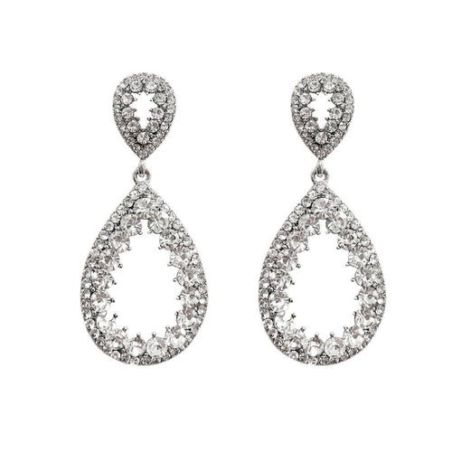 Silver 2-Tier Rhinestone Pear Teardrop