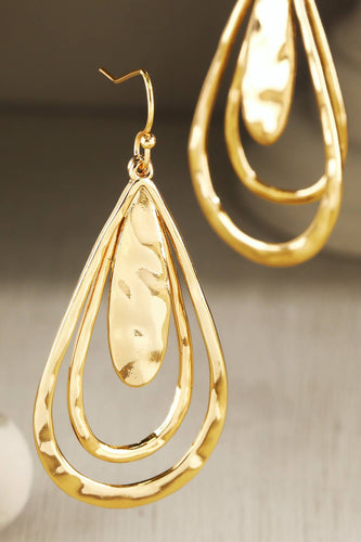 Triple Layer Tear Drop Earrings : GOLD