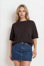 Load image into Gallery viewer, Chocolate Exposed Seam Drop Shoulder Top