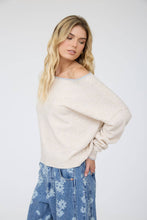 Load image into Gallery viewer, CONTRAST TRIM OFF SHOULDER LONG SLEEVE SWEATER: BLACK