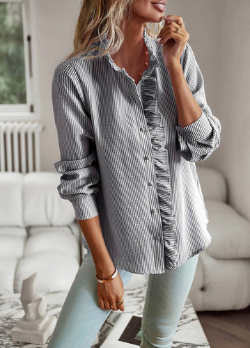 Ruffle Button Down Long Sleeve Top