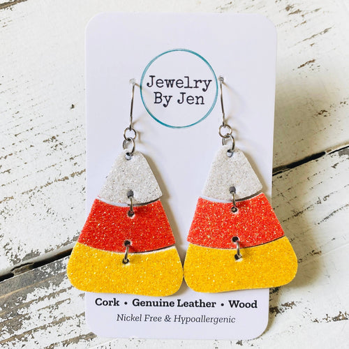 Candy Corn Earrings (Fine Glitter)