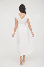 Load image into Gallery viewer, Black Ruffle Shirred Waist Midi Dress