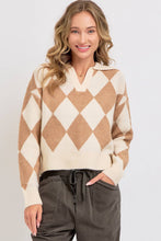 Load image into Gallery viewer, Taupe Diamond Pattern Sweater