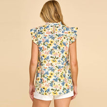 Load image into Gallery viewer, Floral Ruffle Sleeve High Neck Top