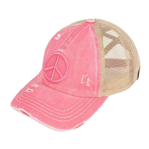 Peace Sign High Pony Baseball Cap