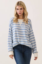 Load image into Gallery viewer, Blue Striped Drop Shoulder Pullover Top