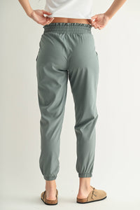 Blue Green Cuffed Essential Highwaist Joggers