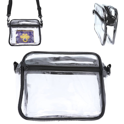 Clear Transparent Stadium Approved Crossbody: Black