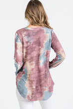 Load image into Gallery viewer, Burgundy &amp; Teal Tie Dye Top