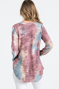 Burgundy & Teal Tie Dye Top