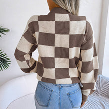 Load image into Gallery viewer, Coffee Plaid Pullover Sweater