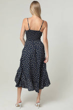 Load image into Gallery viewer, Navy Floral V-Neck Twist Front Midi
