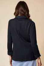 Load image into Gallery viewer, Black Shirred Sleeve Textured Blazer