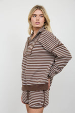 Load image into Gallery viewer, Brown Half Zip Stripe