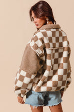 Load image into Gallery viewer, Taupe Checkered Fleece Block Pullover Top