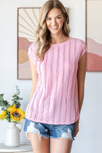 Load image into Gallery viewer, Pink Stripe Textured Cap Sleeve Top