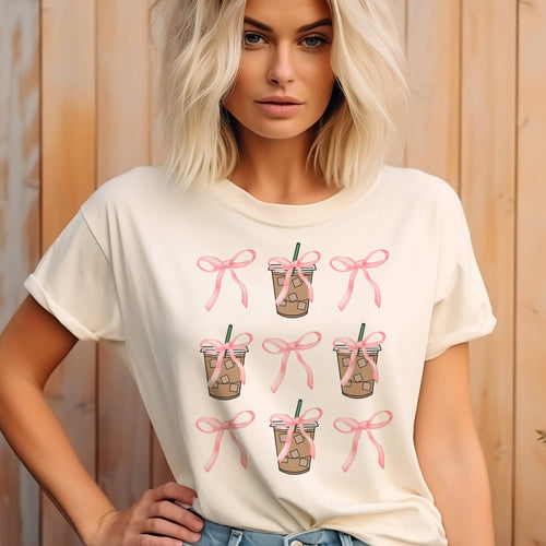 Pink Bow & Coffee Cream Graphic Tee