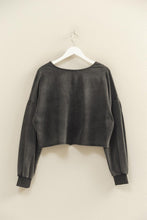 Load image into Gallery viewer, Black Mineral Washed Casual Long-sleeve Top