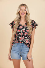 Load image into Gallery viewer, Ruffled Floral V-Neck Top