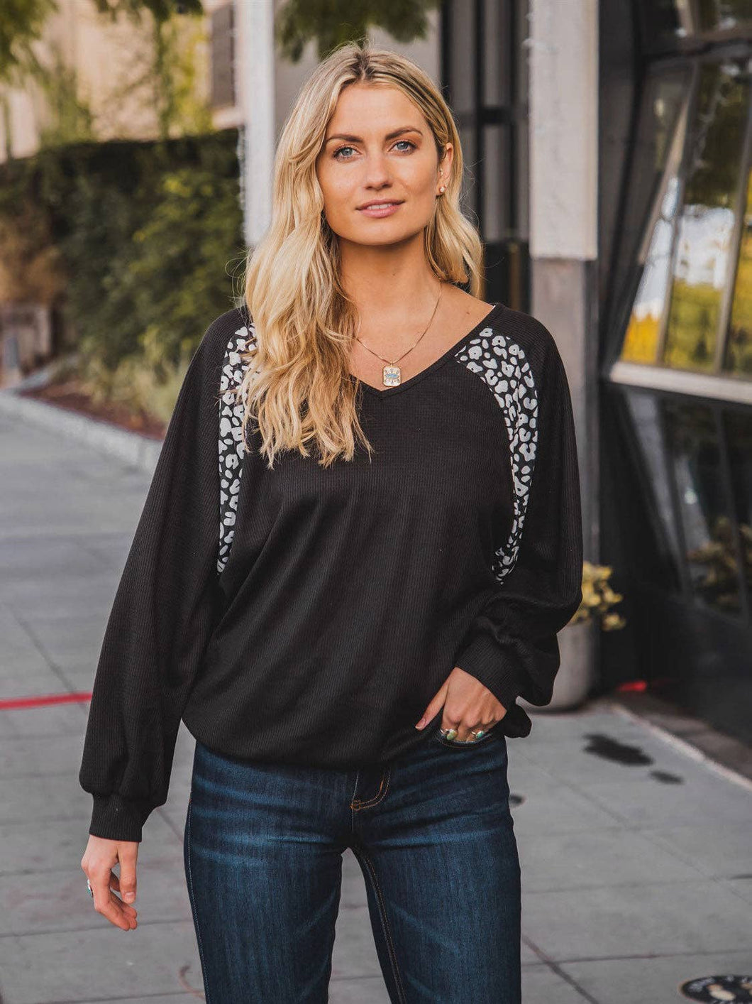 Black Shoulder Detail Top
