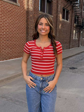 Load image into Gallery viewer, Red Stripe Crop Top