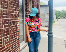 Load image into Gallery viewer, V Neck Multi Color Floral Dolman Top