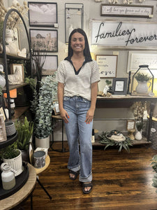 Cream & Black Stripe Top