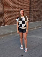 Load image into Gallery viewer, Black &amp; Ivory Check Plaid Sweater Vest
