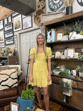 Load image into Gallery viewer, Yellow Sq Neck Tiered Mini Dress