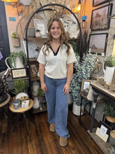 Load image into Gallery viewer, Cream &amp; Black Stripe Top