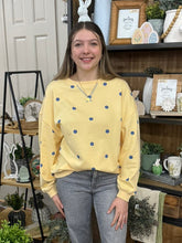 Load image into Gallery viewer, Yellow &amp; Blue Polka Dot Sweatshirt