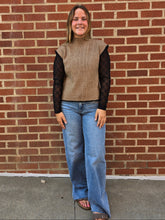 Load image into Gallery viewer, Mocha Mock Neck Side Tie Sweater
