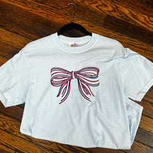 Load image into Gallery viewer, Red White and Blue Embroidered Bow Tee