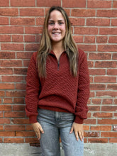 Load image into Gallery viewer, Rust Quilted Half Zip Up