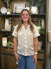 Load image into Gallery viewer, Cream Polka Dot Bubble Sleeve Top