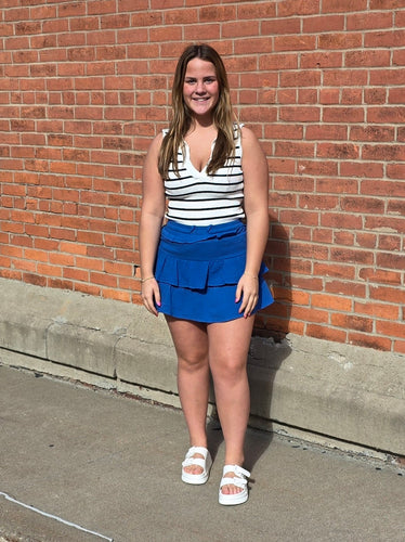 Royal Washed Cotton Gauze Ruffle Skirt