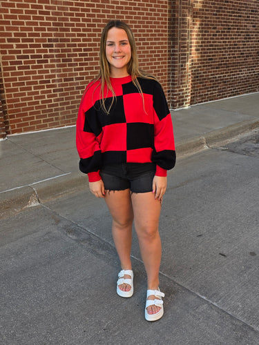 Red & Black Checkered Sweater