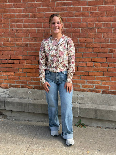 Floral Print Button Front Sweater Cardigan