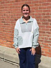 Load image into Gallery viewer, Stripe Mix Half Zip French Terry Sweatshirt