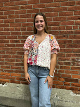 Load image into Gallery viewer, Mix Print Peasant Top