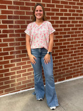Load image into Gallery viewer, Mint Floral Ribbed Top