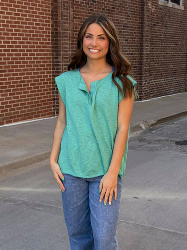 Jade Two Tone Side Slit Top