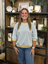 Load image into Gallery viewer, Blue &amp; Yellow Colorblock Drop Sleeve Top