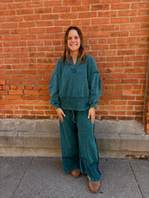 Load image into Gallery viewer, Midnight Green Mineral Wash Wide Pants